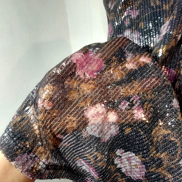 NWT Xhilaration Strappy Sequined Black Floral Mesh Cocktail Party Dress Sz M - Picture 5 of 14